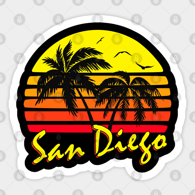 San Diego Retro Sunset Sticker by Nerd_art